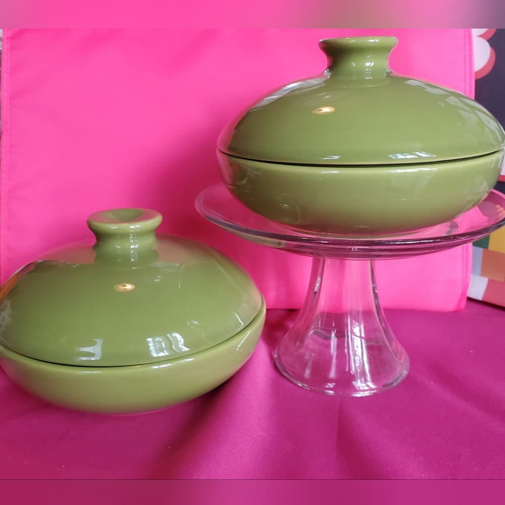 Crate&Barrel Barbara Eigen Green Domed Lidded Set